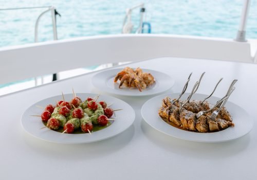 Gourmet food on private catamaran